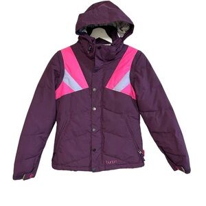 Burton XS snow coat ski jacket hood removable sleeve chevron stripe insulated